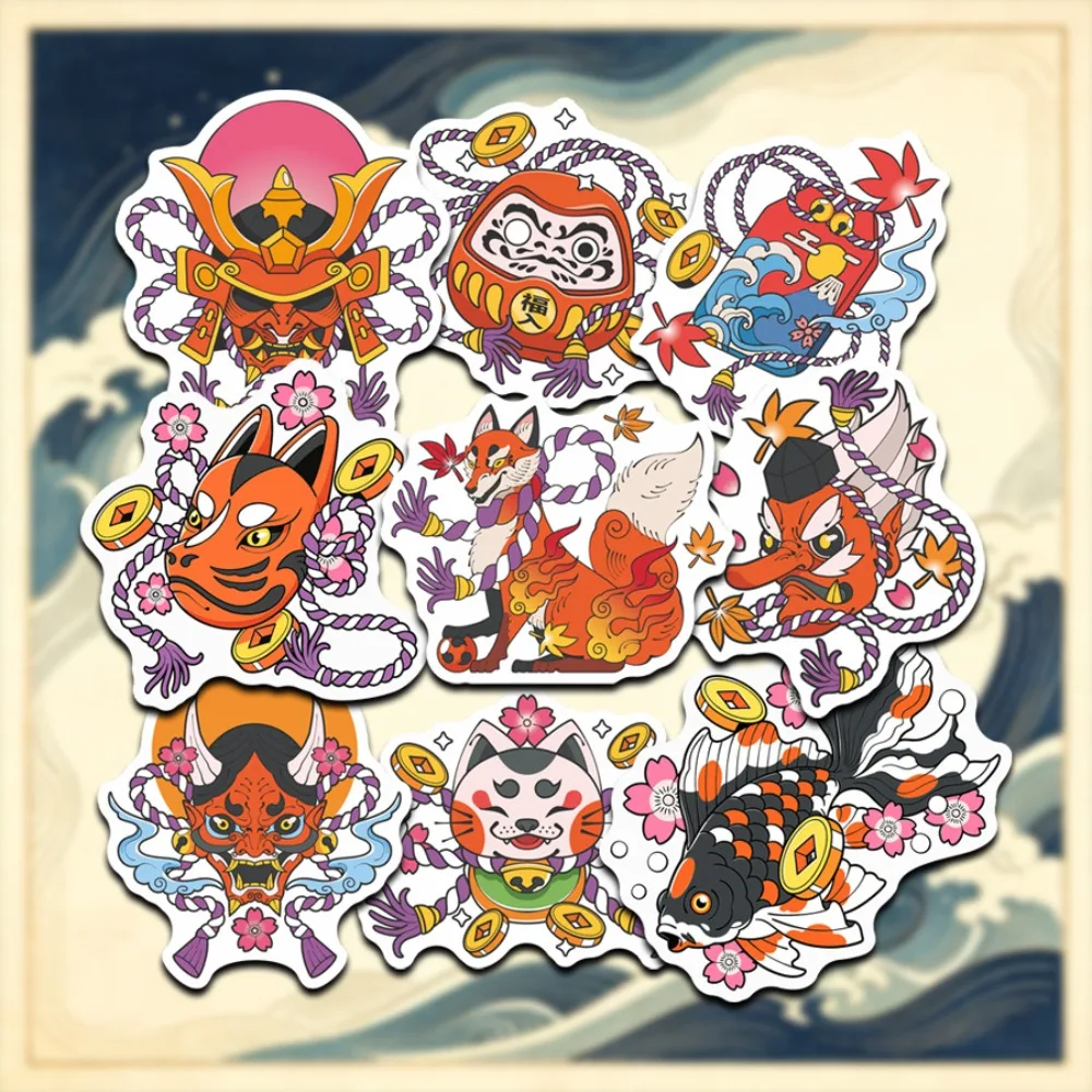 1 PIECE JDM Traditional Pattern Decal - Hannya, Tengu, Kitsune, Maneki Neko, Samurai - Car Decoration Decal Set