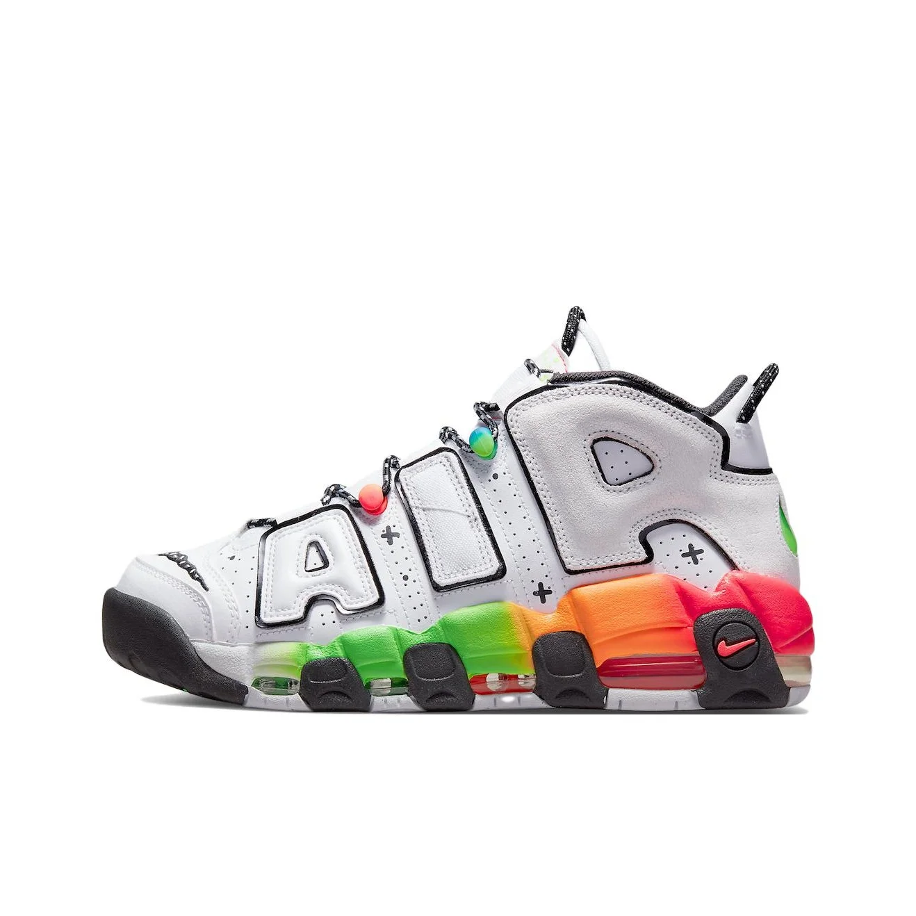 Nike Air More Uptempo 96 Mid top Basketball Shoes Unisex White Rainbow DV1233-111
