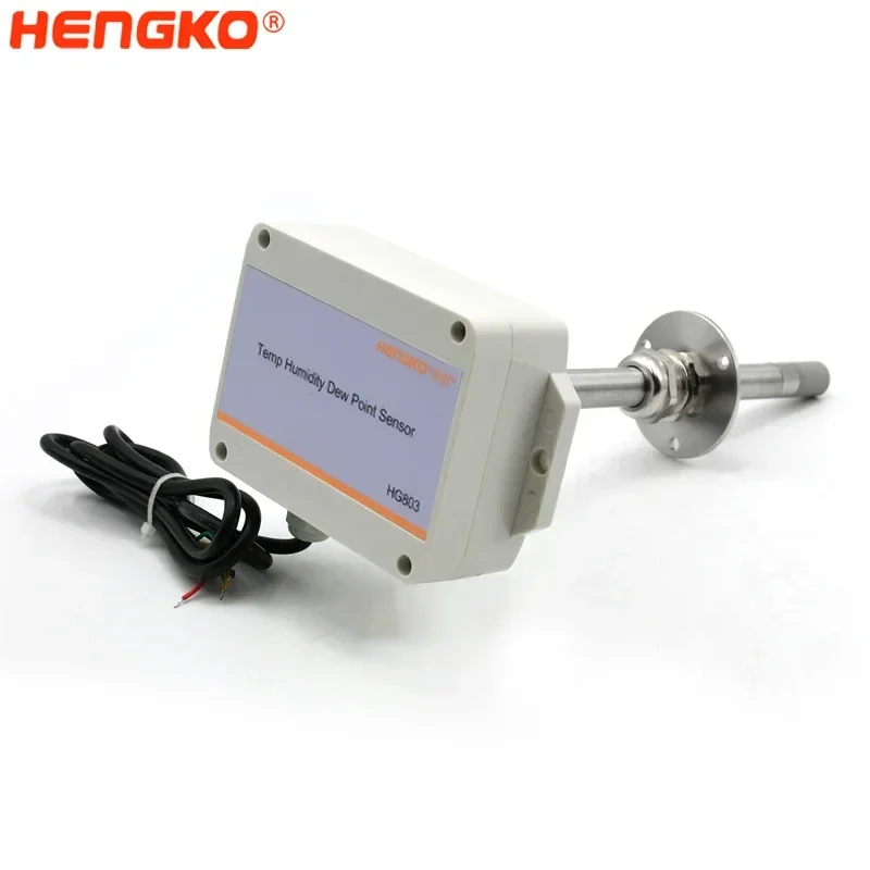 HG803 4W4P SS 15 flange Probe Sensor display meter Modbus RTU 4 20ma rs485 duct temperature and humidity sensor Transmitter