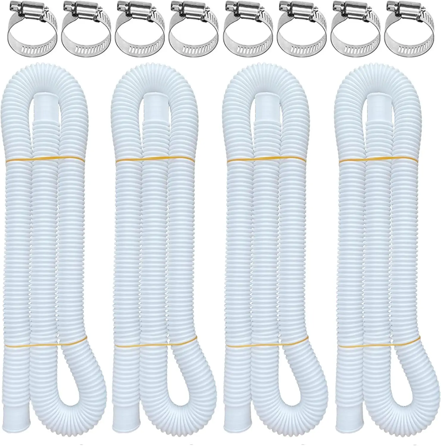 

Pool Hoses for Above Ground Pools, 1.25 x 59 Inch, 4 Pack with 8 Metal Clamps, Compatible with Intex Filter Pumps