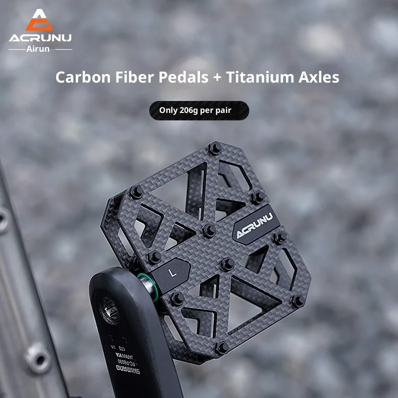 

Acrunu Carbon Fiber Bicycle Pedals Titanium Alloy Axle Sealed Bearing Non Slip For Mountain Road Bike Ultralight Universal