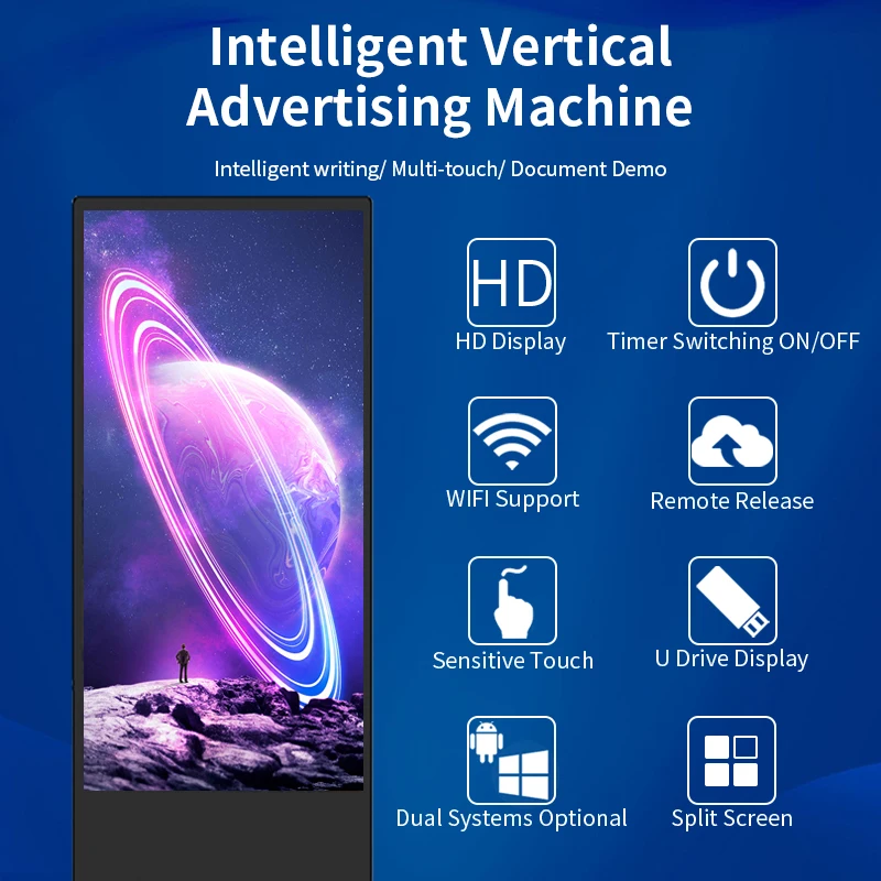 Chioschi per lettori di segnaletica digitale Full HD con schermo pubblicitario LCD verticale
