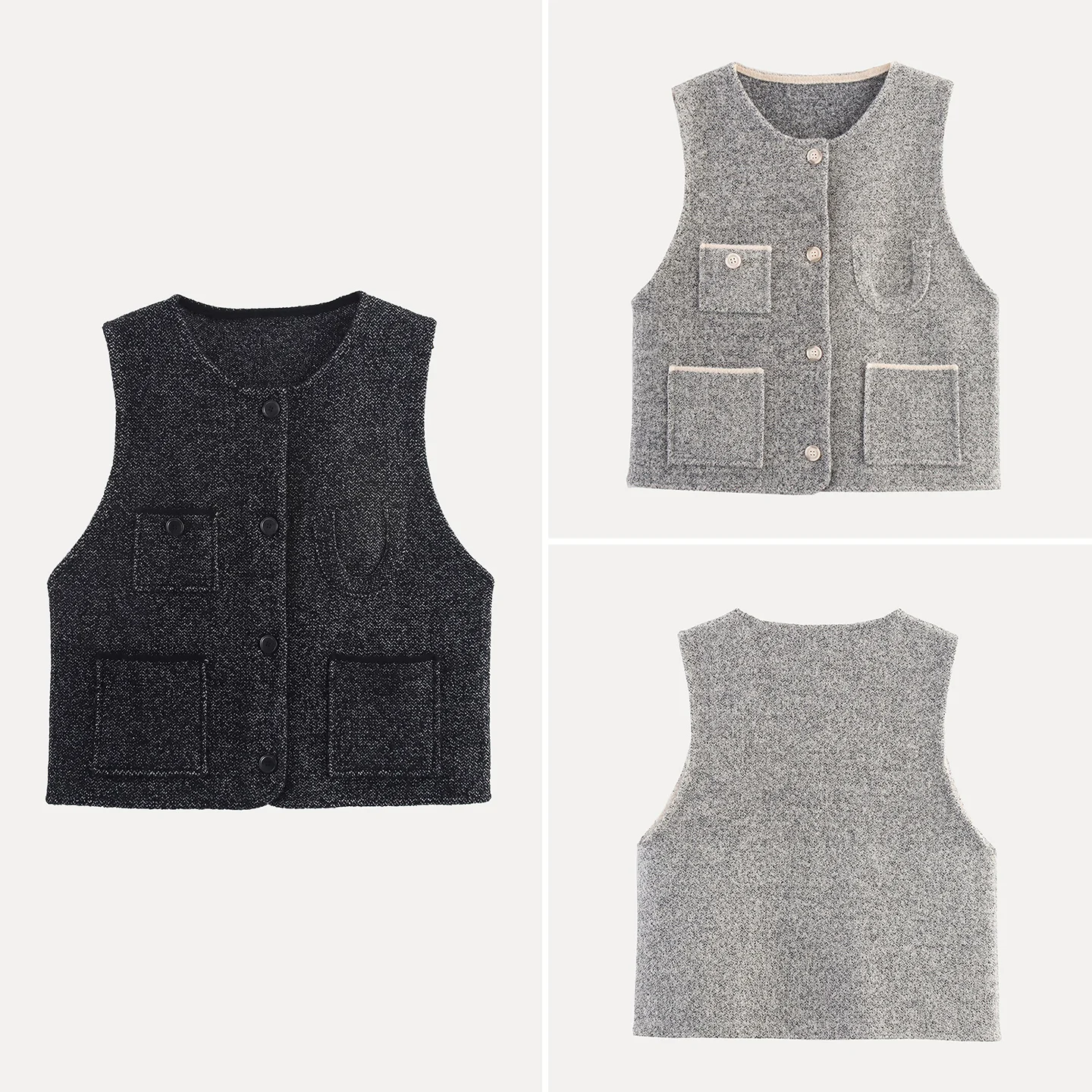 

iny Silk ket Knitted Cardigan round Ne Vest Autumn 2025 New Women's Faion Commute Sle Color Z Brand