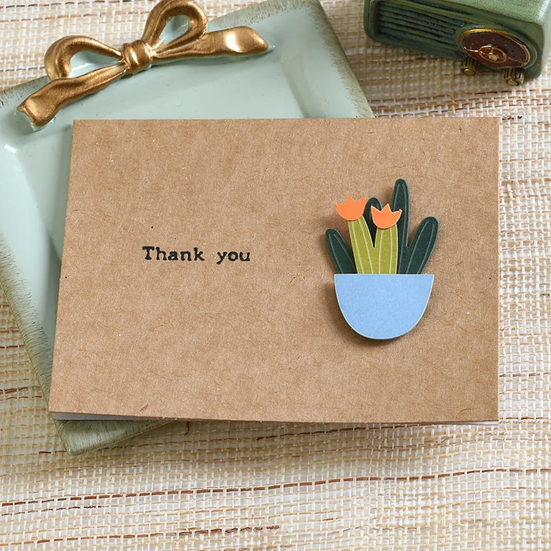 Retro Mini Papel Kraft Etiqueta 3D, Cartão De Aniversário, Cartão De Bênção, Amante Obrigado Cartão, 10Pcs por Saco