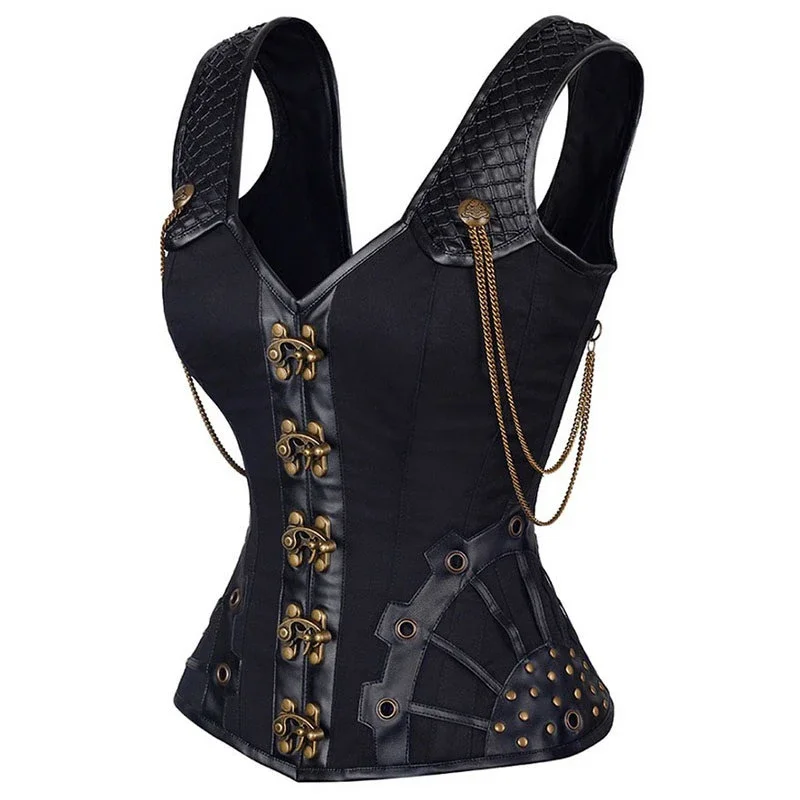 Steampunk Corset Sexy Bustier Top Gothic Leather Corset Overbust Corselet Vest Shaper Women Body Shapewear Slimming Belly Sheath