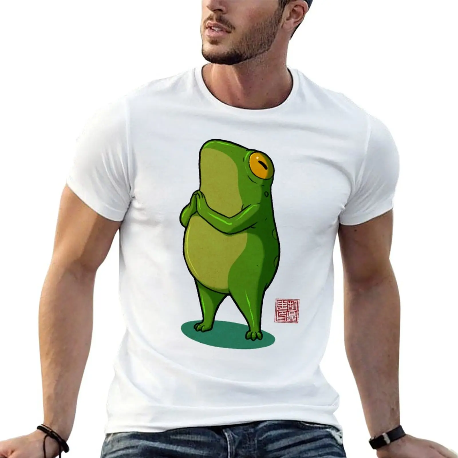 

Yoga Frog Prayer Pose Sun Salutation T-Shirt man t shirts cotton man t shirt summer T-Shirt