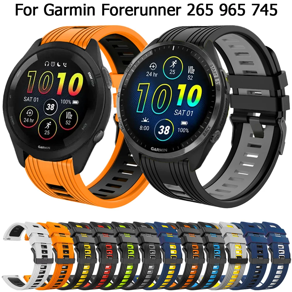 22mm Watch Strap For Garmin Forerunner 265 965 745 255M Band Silicone Bracelet Vivoactive 4 Venu 2 Wristbands Replacement Correa