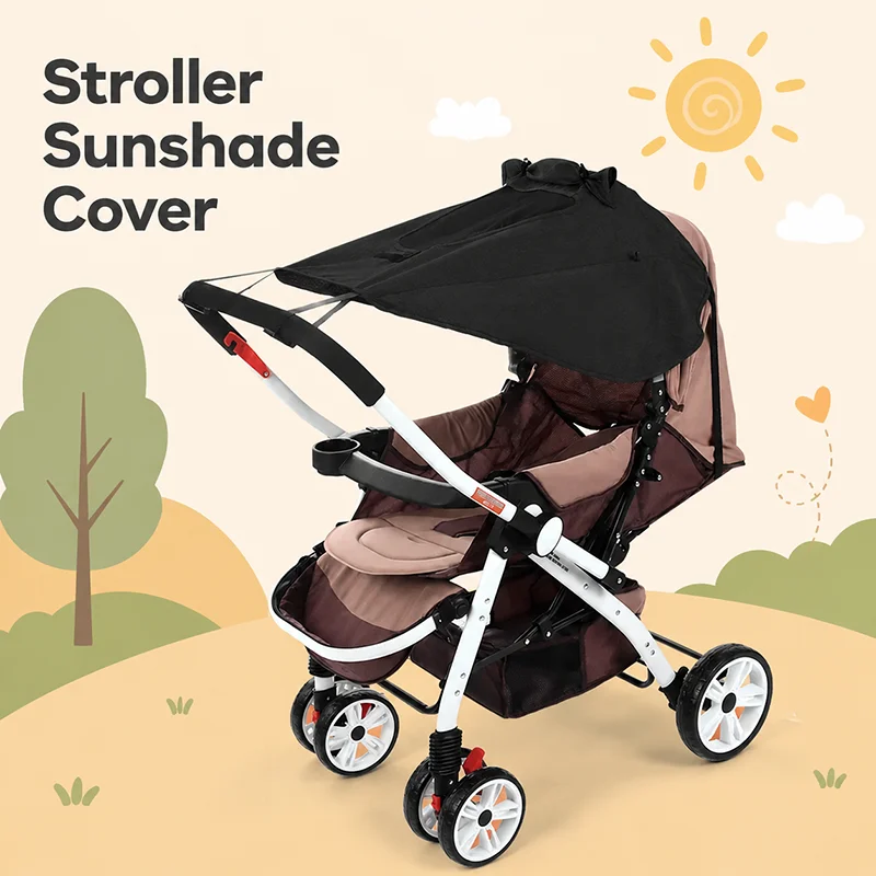 Stroller Rag Shade Cover, Baby Carriage Sunshade Visor with Velcro Fit, UV Protection for Pram, Buggy, Outdoor Daily Use, Trips