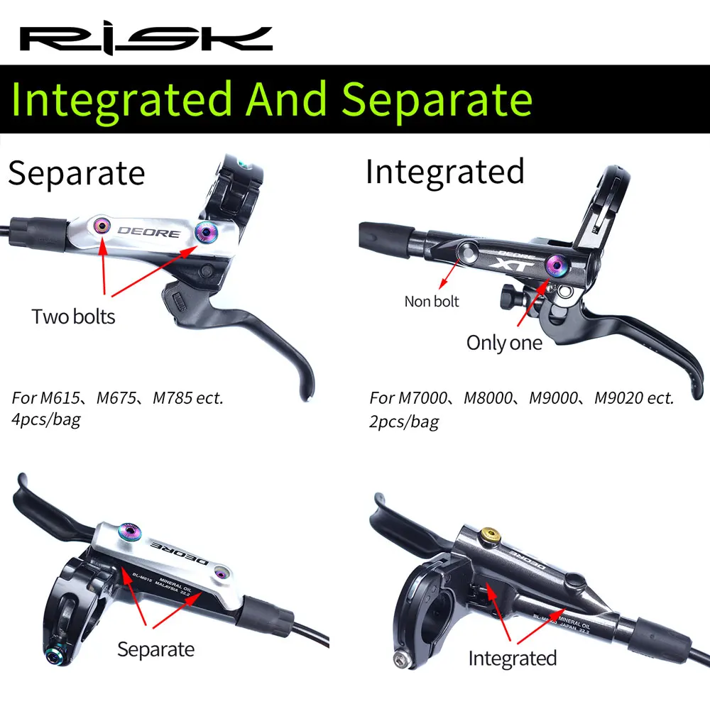 RISK A Whole/Separate Oil Cylinder Lid Bolts for Shimano Bike Brake Lever Titanium Disc Fixed Screw Bicycle Hydraulic Brake Bolt