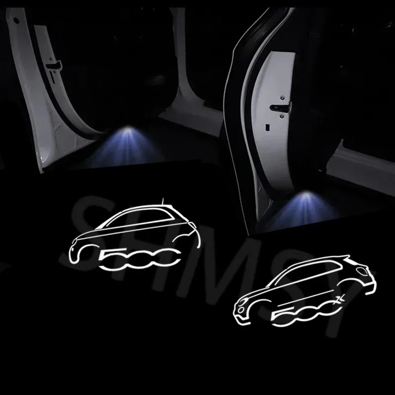 2 pezzi LED porta auto 500 500X emblema luce lampada di benvenuto accessori per proiettori wireless per Fiat Abarth 500 Punto Stilo Ducato 595