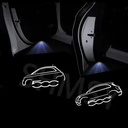 2Pcs LED Car Door 500 500X Emblem Light Welcome Lamp Wireless Projector Accessories For Fiat Abarth 500 Punto Stilo Ducato 595