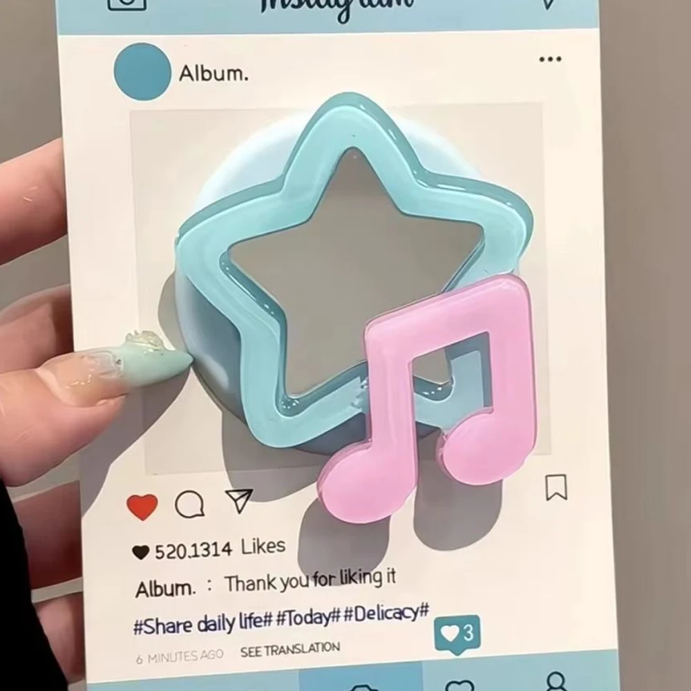 Miroir de maquillage 3D étoile mignon coréen pour support MagSafe Griptok, anneau de doigt pour téléphone, support pour iPhone 17 16, support pour fille