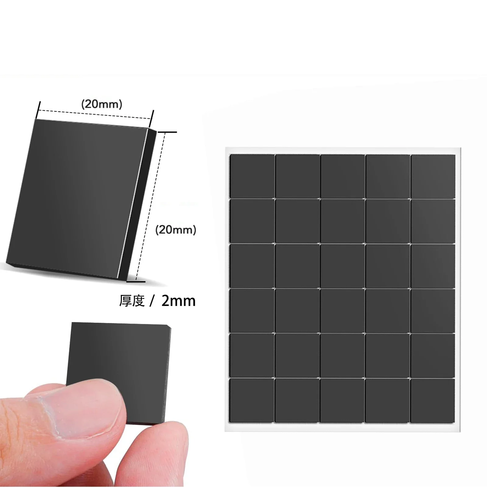 Magnetic Sheets 20/25/30/35mm Square Self-Adhesive Magnets Magnetic Stickers for Household Refrigerator Office Flexible Stickers