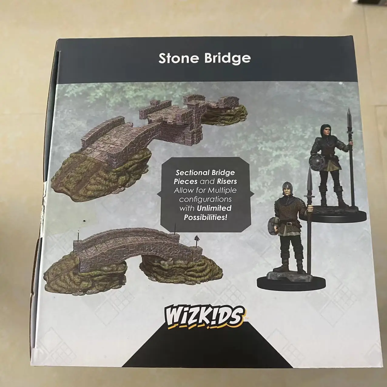 Genuine Miniature Scene WarLock Stone Bridge Ancient Roman Warrior Bridge Figure 4D Model Toys