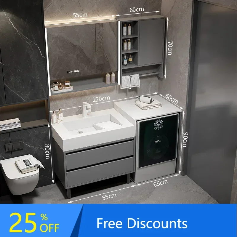 

B1 rock slab bathroom cabinet combination balcony integrated washing machine cabinet washbasin toilet washstand