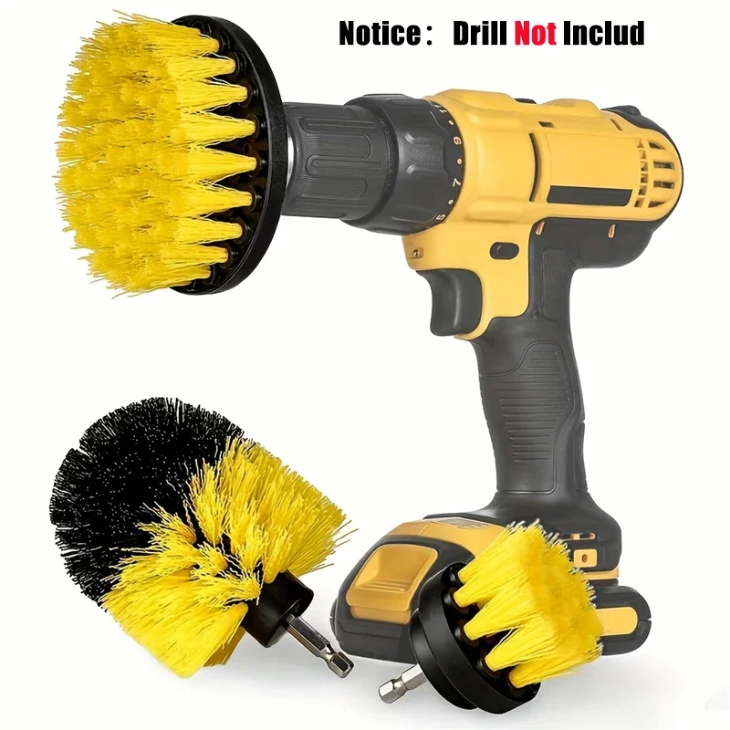 

3pcs Drill Brush Attachment Set Power Scrubber Brush With Drill Scrub Brush For Cleaning Showers Tubs Bathroom Tile Grout Carpet