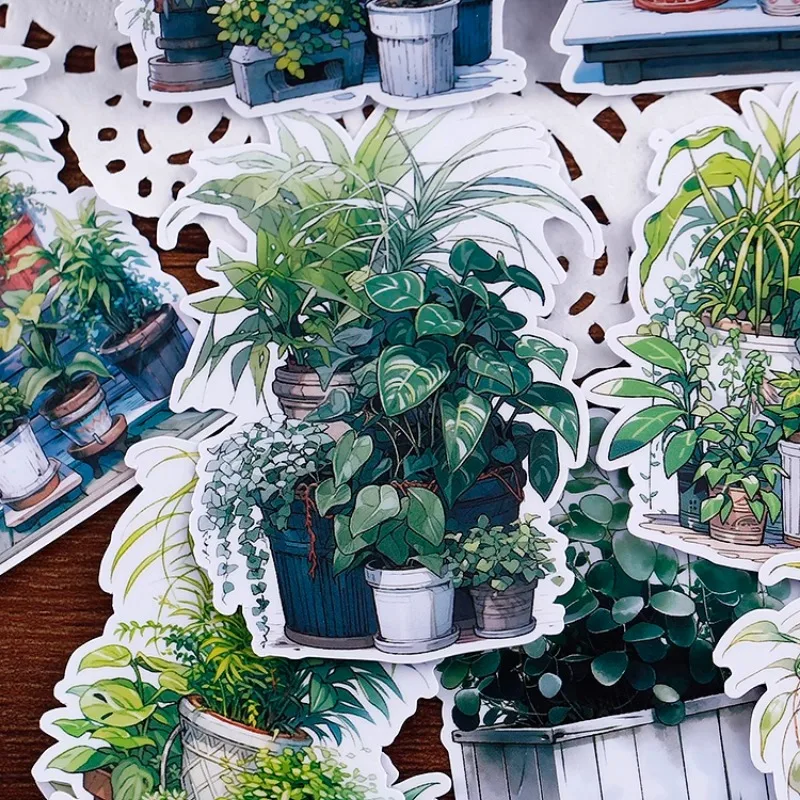 17pcs  cute Waterproof Cartoon Plant Decorative Stickers for Journal Scrapbooking DIY Album INS Style  stationery