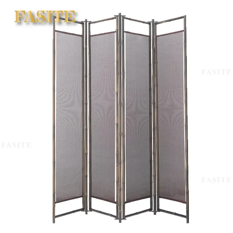 For Classical Purple Bamboo Filament High Screen Chinese Partition Entrance Foldable Mobile Semi-transparent Folding Screen