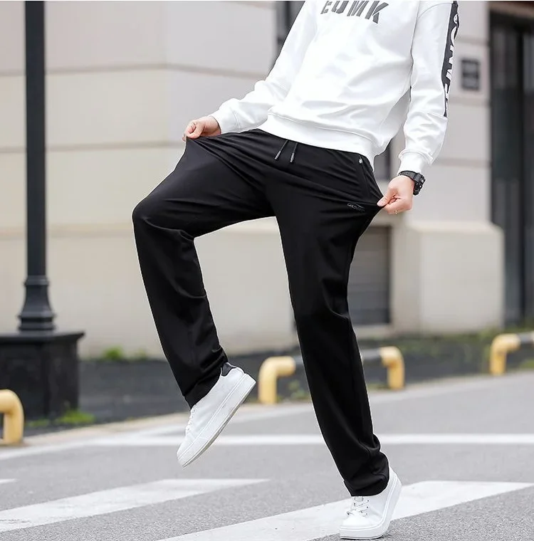 2024 Tall Men Sweatpants Extra Long Length Big Size Summer Sweat Pant Stylish Large Trouser Male Black 130cm Lengthen High Waist