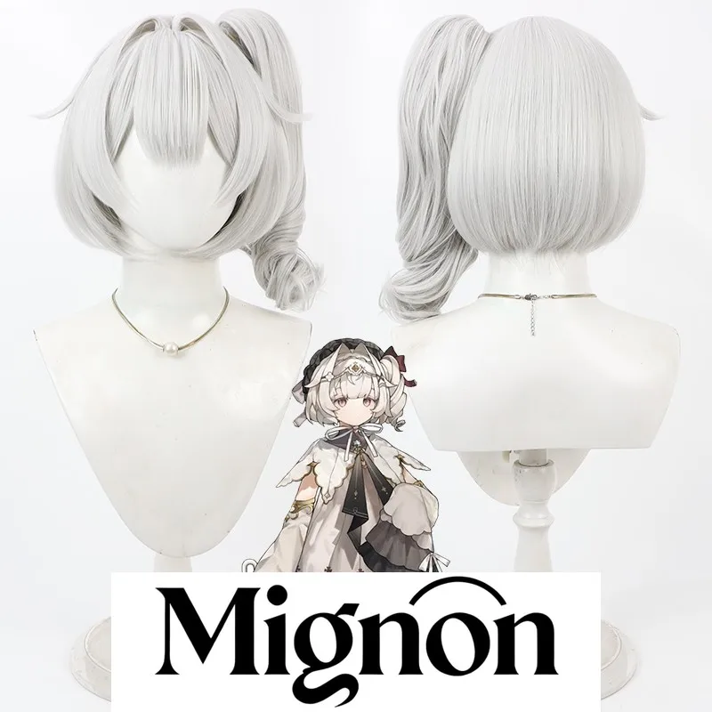 

VTuber Nina парик для косплея серебристо-белый скальп съемный хвост подарок на Хэллоуин