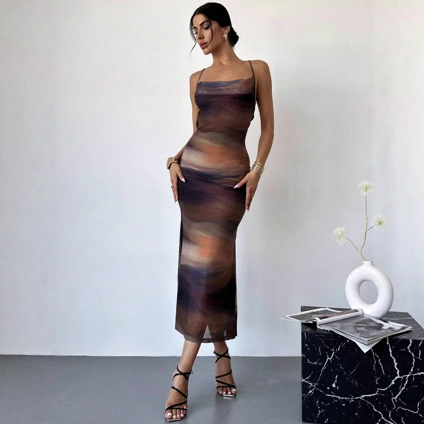 New Year Women Fashion Waist Tulle Slim Fit High Sense Petite Dress Summer