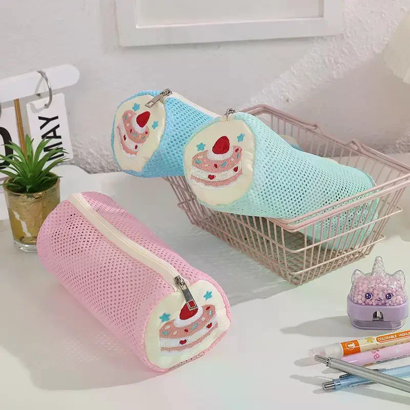 Transparent Mesh Pencil Case Creative Embroided Simple And Multifunctional School Student Stationery Box
