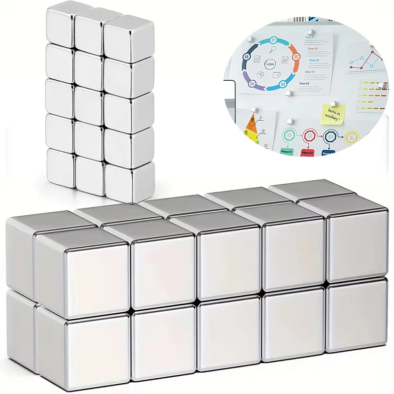 5/9 Super Strong Multi-purpose Magnetic Push Pin Square Small Fridge Magnets Hook Perfect for Whiteboard Science Office Locker
