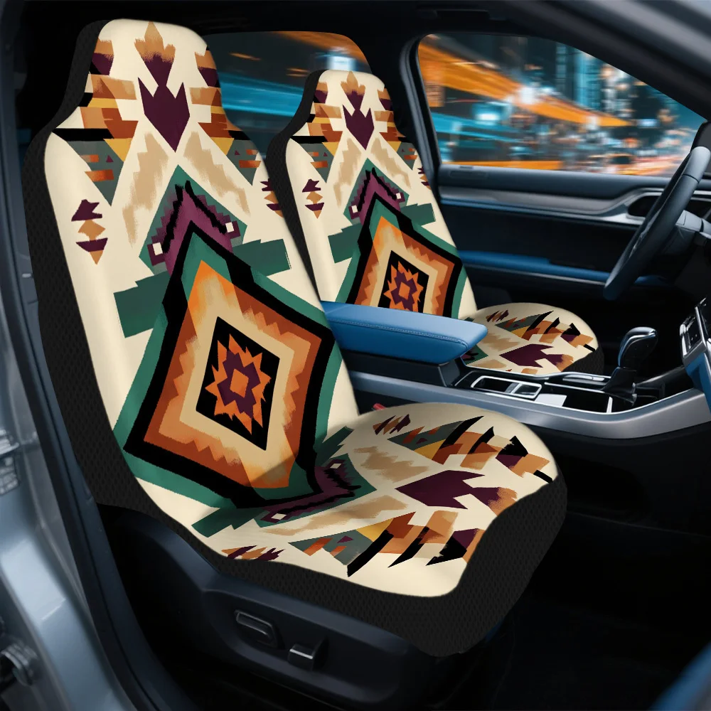 Set Of 2 Geometric Tribal Pattern Car Seat Covers – Universal Fit For Cars, Suvs, And Sedans, Sturdy Construction, Easy To Insta