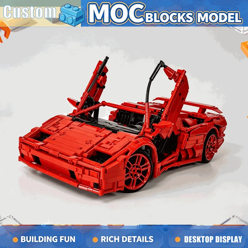 2759PCS Red Convertible Sports Car Building Blocks 1 10 Scale Technical Vehicle Model With Opening Doors DIY Assembly Gift Toy