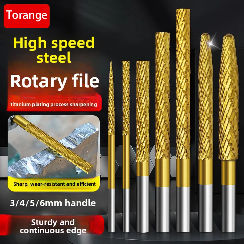 Titanium Coated High-Speed Steel Electric Drill Bit Rotary File Extended Alloy Inner Grinding Head for Soft Metal Polishing