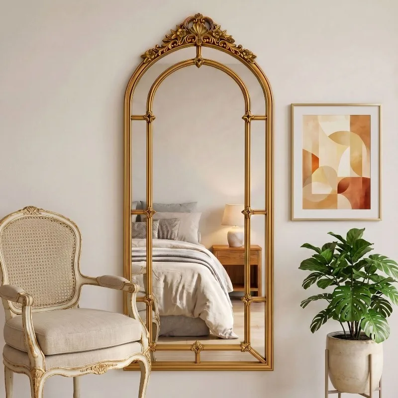 French living room corridor full body mirror retro floor dressing large hanging European hanging mirror