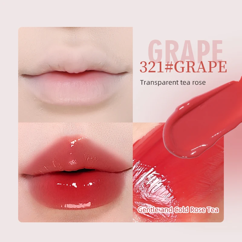 Juicy Lip Plump Hydrating High-Shine Lip Gloss Lightweight Glossy Lip Tint Jelly Lip Makeup Long Lasting Red Lip Glaze Cosmetics