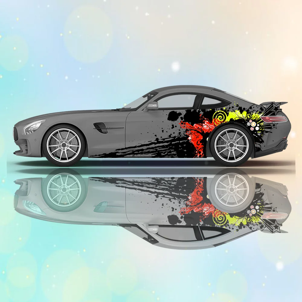 

Colored Inkjet Splashes Car Vinyl Wraps Decal Self-adhesive PVC Sticker Suitable for Trucks SUV Decoration Auto Accessories Gift