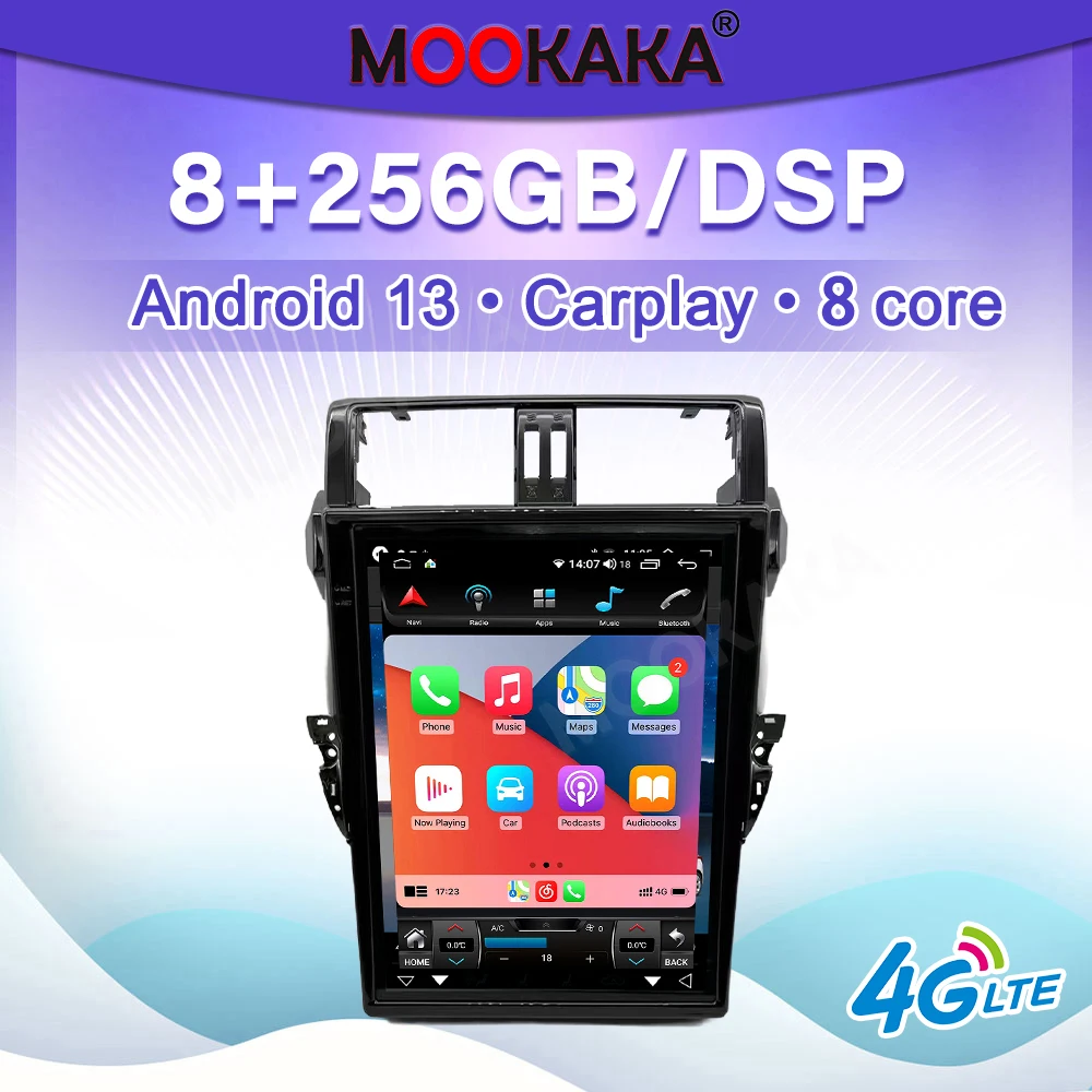 

15-дюймовый автомобильный радиоприемник для Toyota Land Cruiser Prado 150 2014-2017 с беспроводным CarPlay и Android Auto, интеллектуальная автомобильная система с экраном и стереосистемой