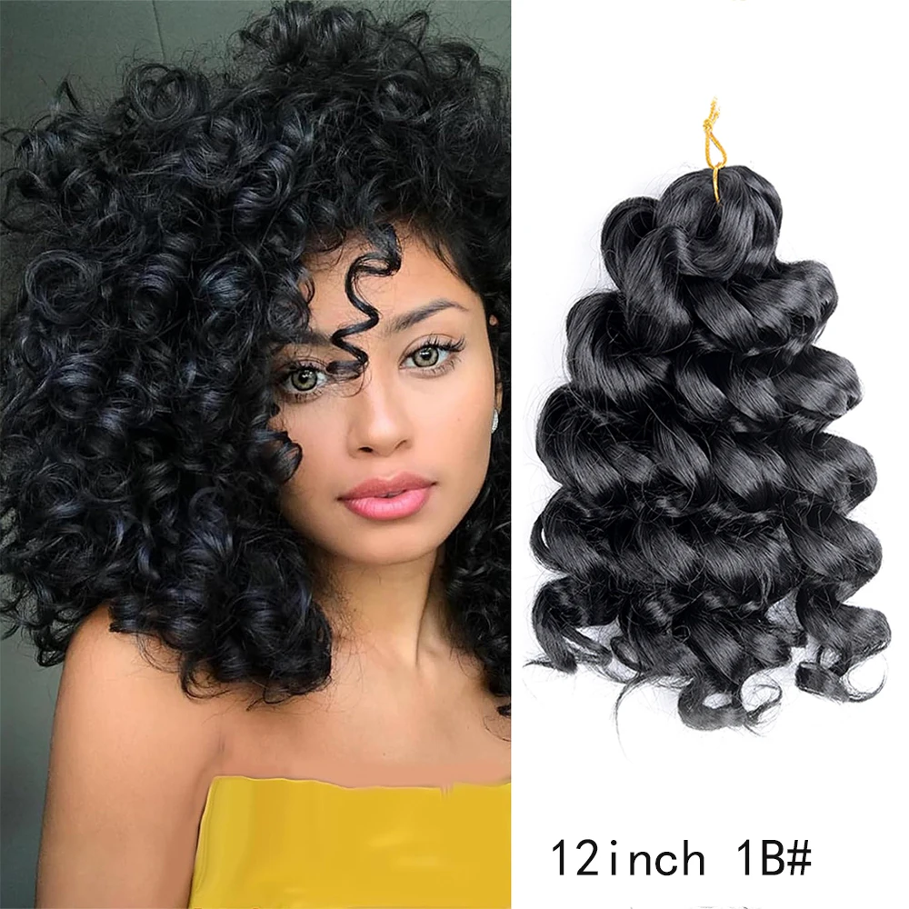 Short Ocean Wave Crochet Hair 12 Inch Deep Water Wave Curly Crochet Braids Synthetic Braiding Hair Extension For Women