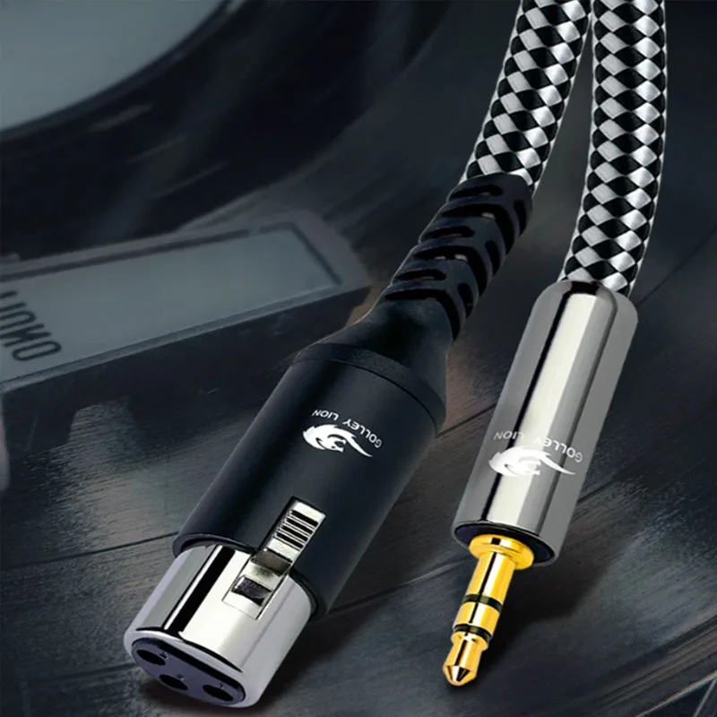 Аудиокабель XLR 3-контактный на 3,5 мм (1/8 TRS) с разъемом TRS-штекер на XLR-гнездо для телефона, планшета, ноутбука, микрофона, усилителя, микшера