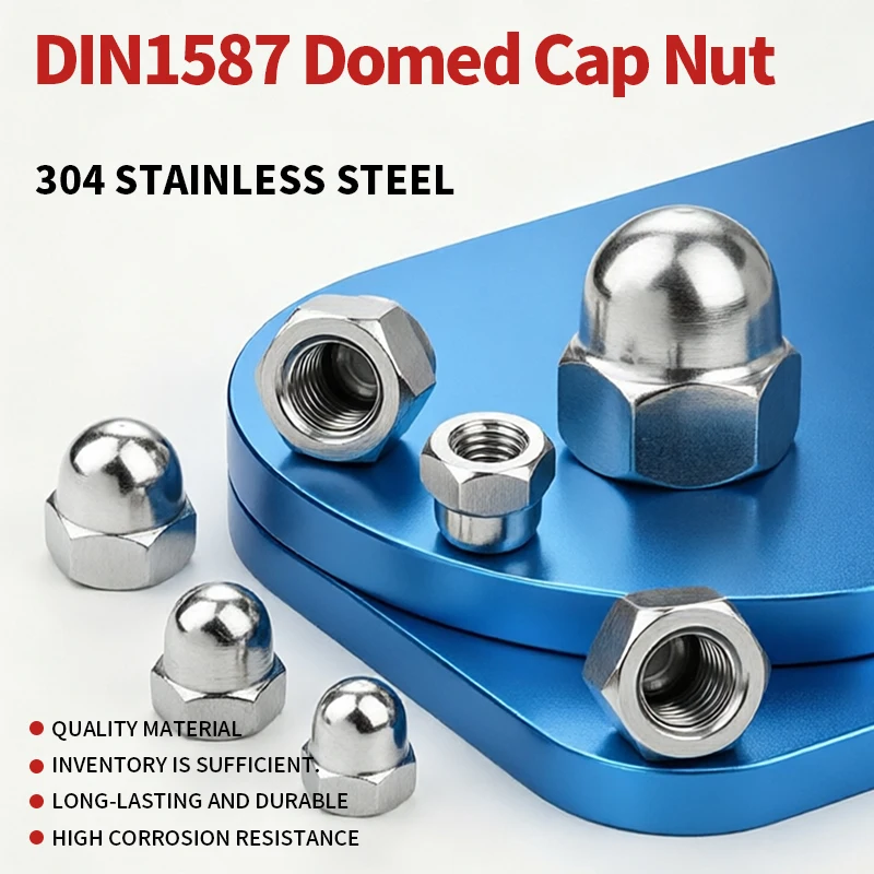 DIN1587 Round Cap Nuts, Acorn Nuts, Dome Nuts, Blind Cap Nuts 304 Stainless Steel Decorative Rustproof Fasteners M3M4M5M6M8M24