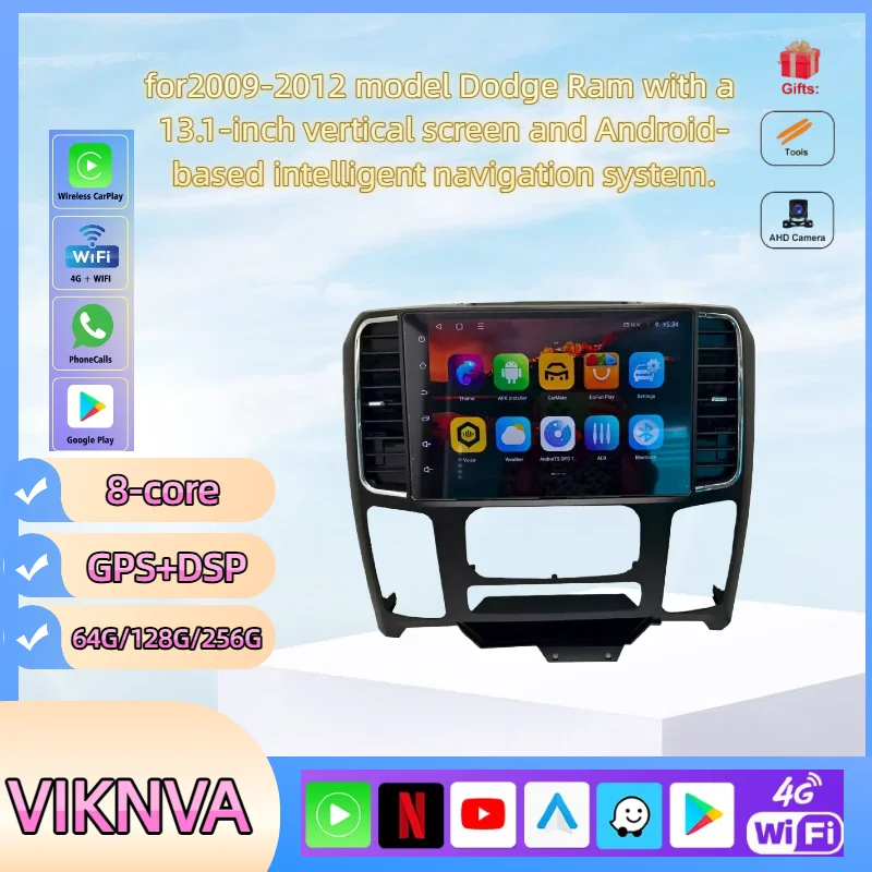 For Dodge RAM Android Navigation System 13.1 Inch Vertical Screen Compatible with 2013-2018 Models Intelligent GPS for Vehicle
