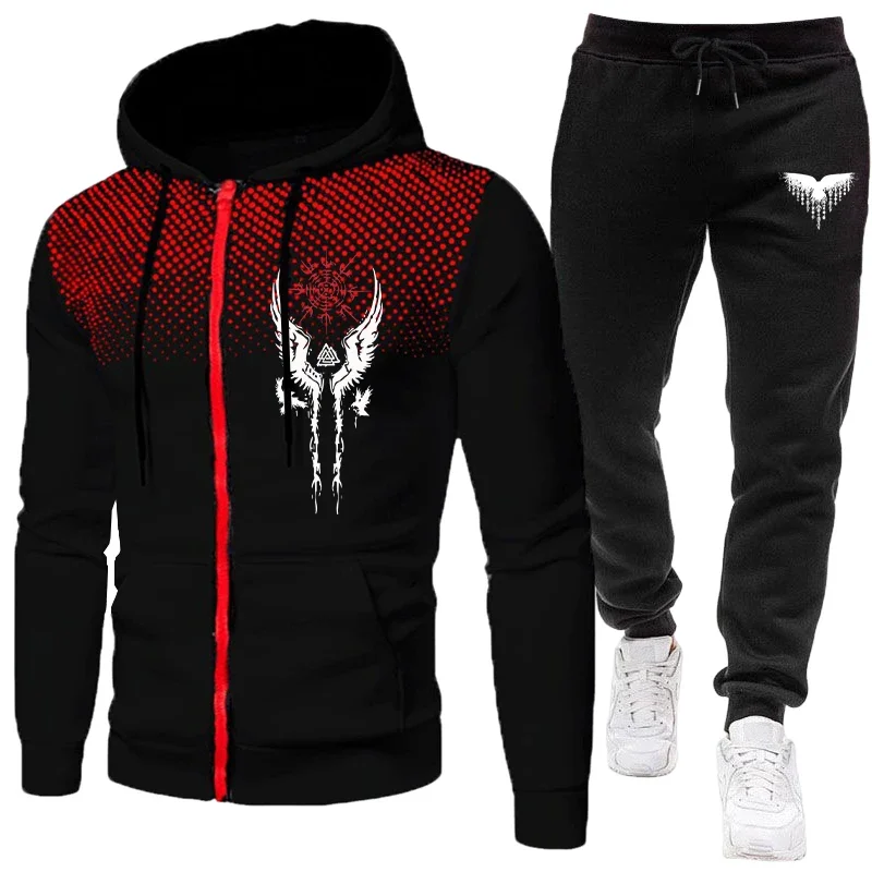 Men's Set Autumn Winter Hot Sale Zipper Jacket and Sweatpants Male Outdoor Casual Fashion Sportswear Hooded Sweatshirt Outfits