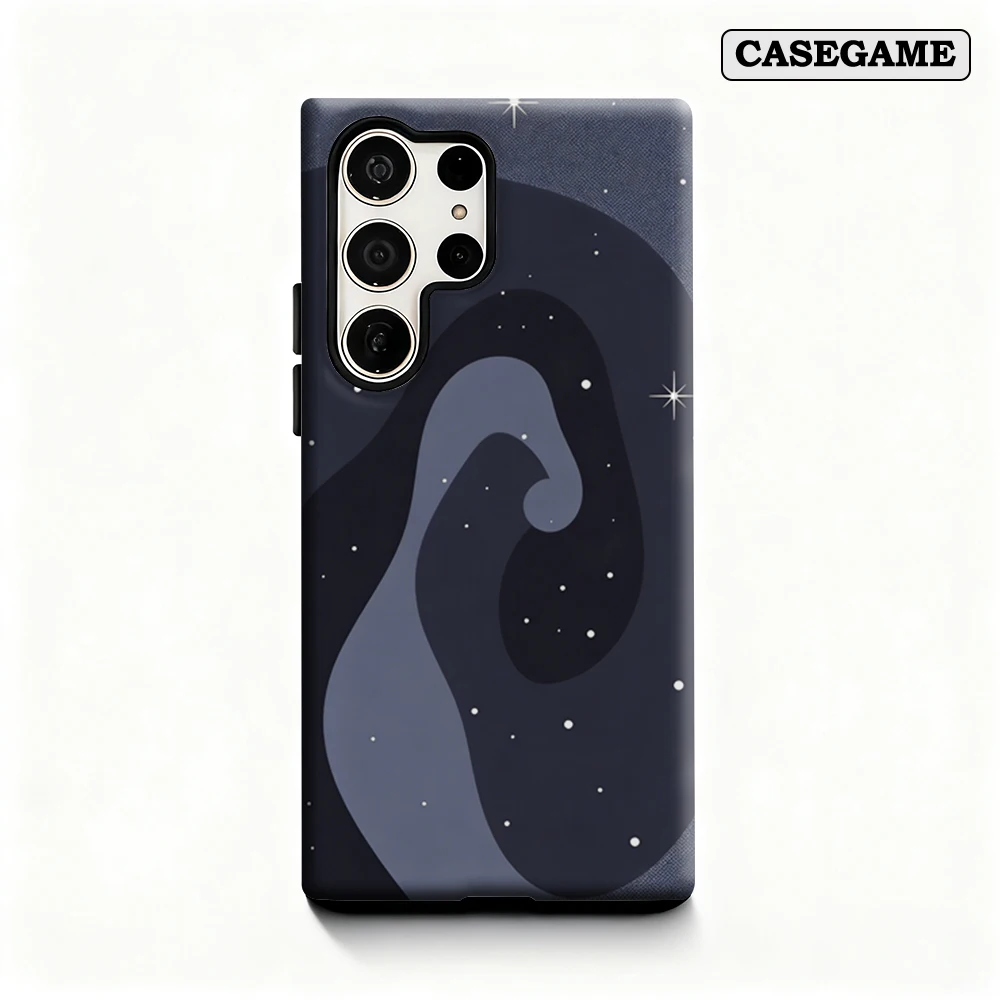 Casegame Phone Case for Samsung Galaxy S25 S26 Ultra S24 S23 Ultra Plus Shockproof Double Layer Minimal Night Swirl Cover