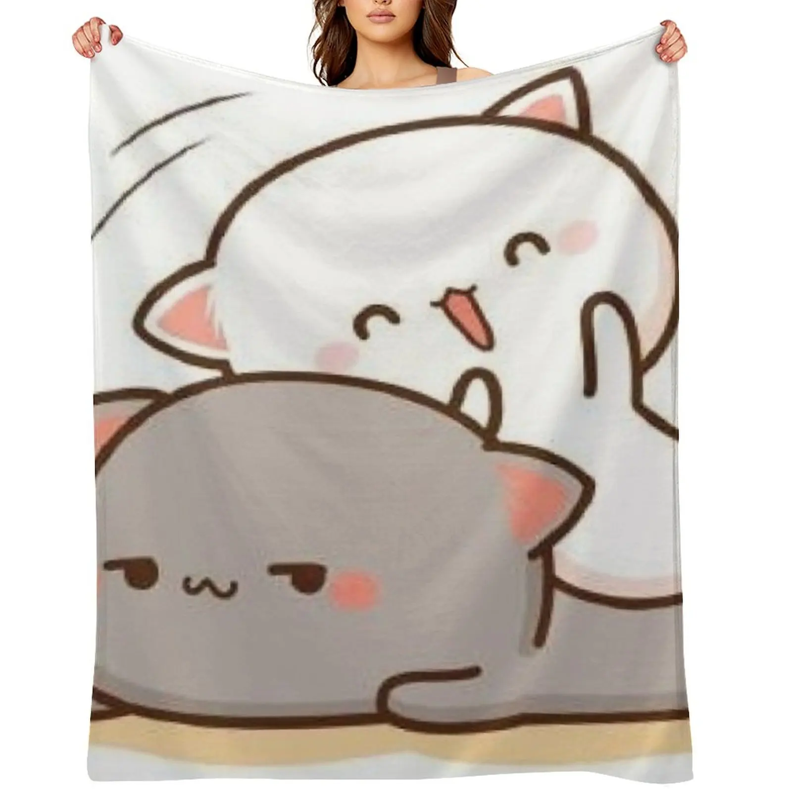 

Peach sitting on Goma - Mochi Peach Cat Throw Blanket Hair Decorative Throw Quilt Blankets For Sofas Blankets