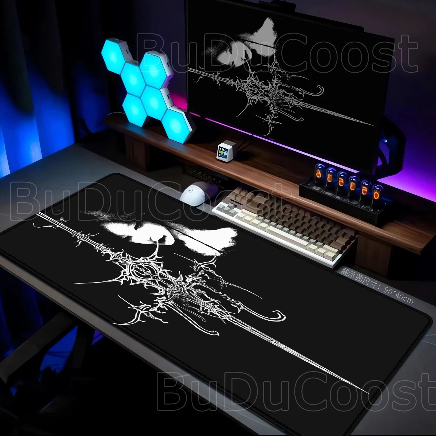 

New Black White Cool Sword Girl Mousepad Large E-sport Computer Keyboard Pad Mouse Pad Rubber Non-Slip Office Gamer XXL Desk Mat