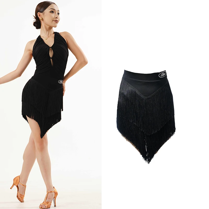 

Новинка 2023 года, юбки для латинских танцев для женщин, сексуальная тренировочная одежда с кисточками для взрослых, женские юбки для выступлений в латиноамериканском стиле, чача-румба, DQS20342