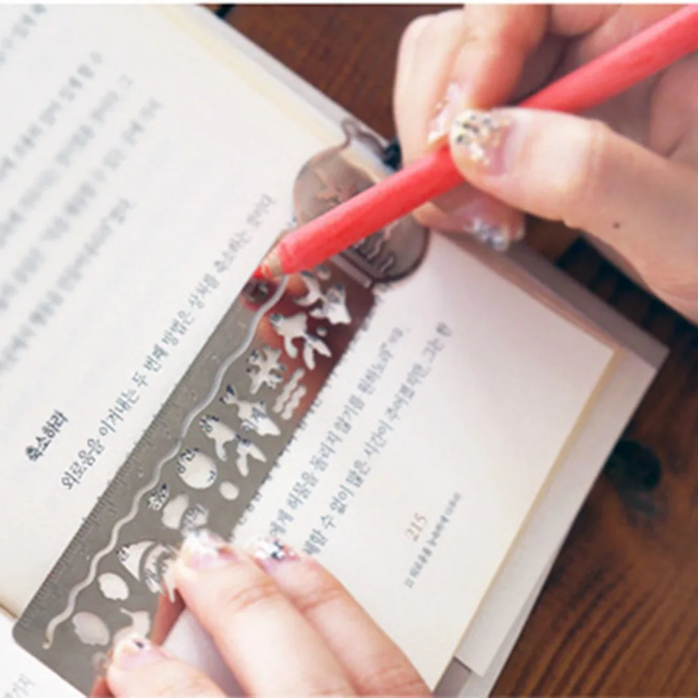 Bookmark Creative Metal Ruler Stainless Steel Bookmark Hollow Multi-functional Bookmark Ruler Student School Office Stationery