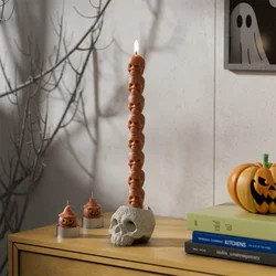 Spooky Stack Skull Silicone Candle Mold Handmade Taper Form for Candles Halloween Candle Making Mould