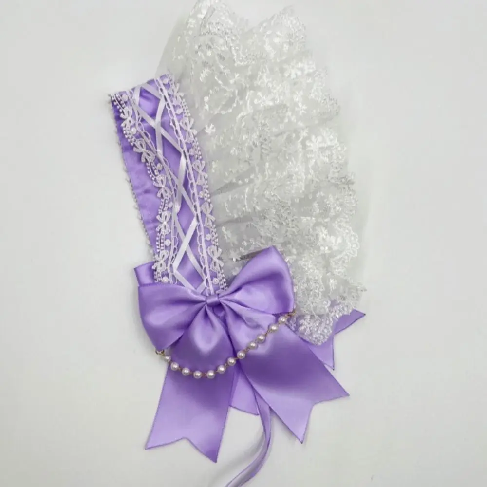 

Creative Sweet Lolita Lace Headband Pearl JK Maid Cosplay Headdress Ribbon Bow Kawaii Lolita Hair Clip Girls