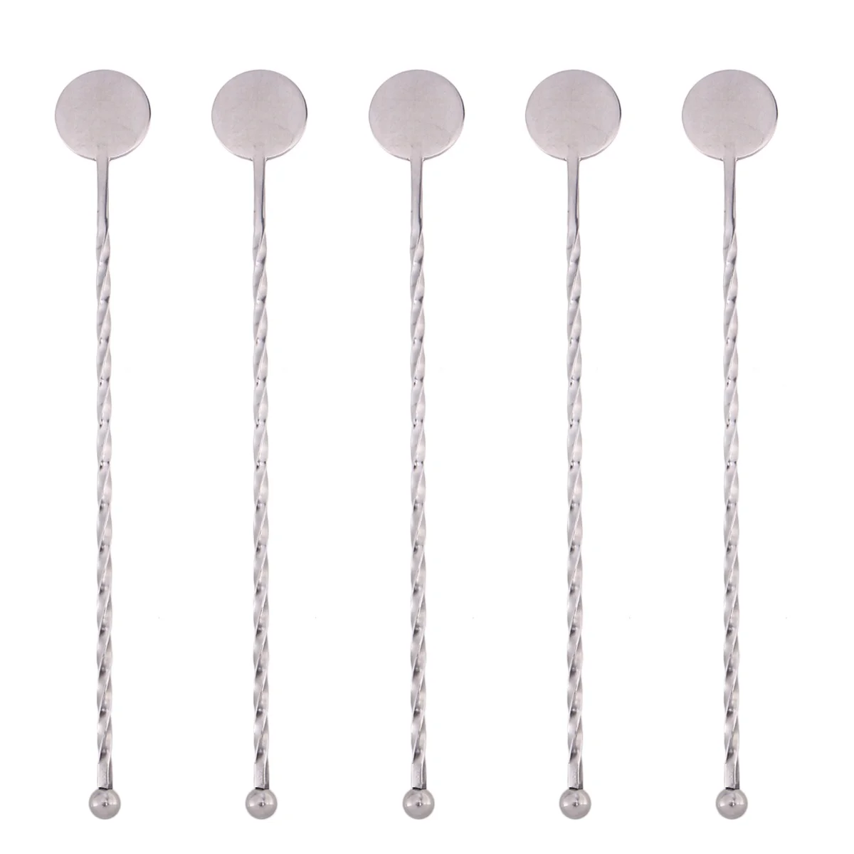 

5 Pcs Swizzle Stick Stainless Steel Heat Resistant Cocktail Bar Mixer Stirring Drinks Beverages Gifts