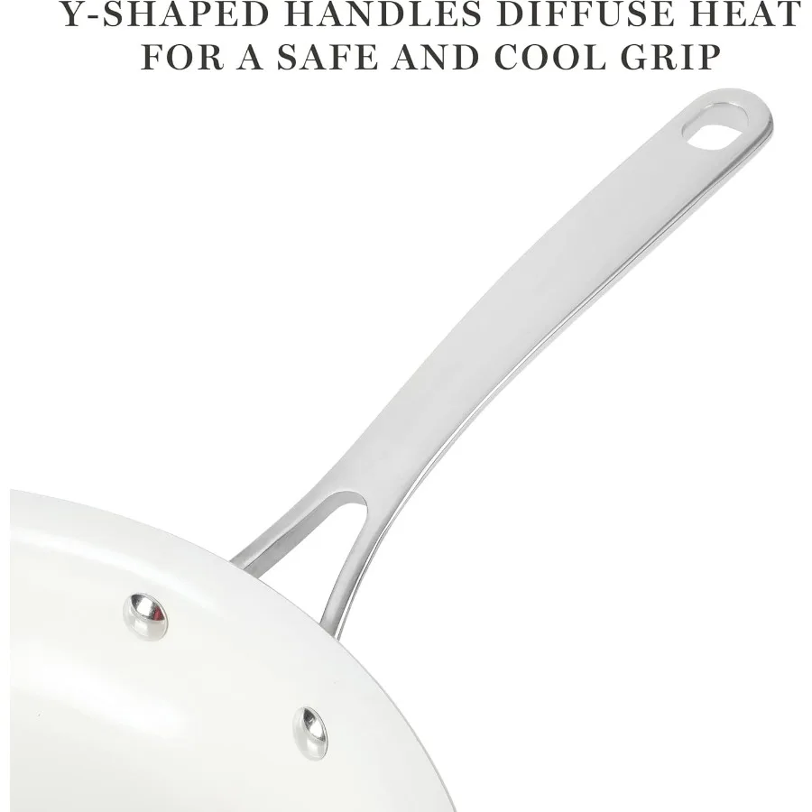 مجموعة أواني ومقالي من الألومنيوم ذات المقياس الثقيل من Lockton Premium غير لاصقة من مادة PFA خالية من السيراميك مكونة من 10 قطع - زبدة كري #4