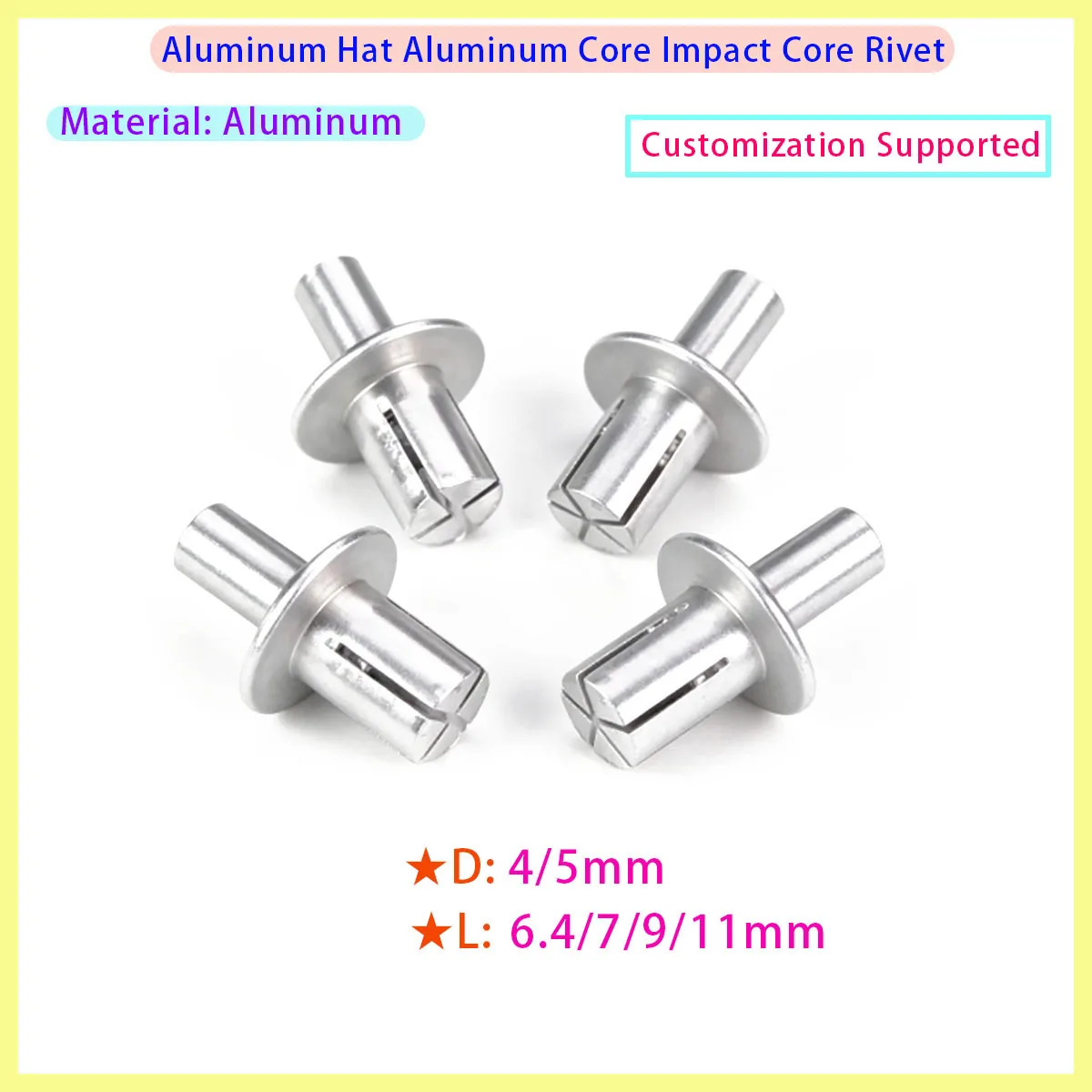 GB/T15855 Hammer Drive Rivets Aluminium Shell Stainless Steel Core Round Head Expansion Rivet M4 M5