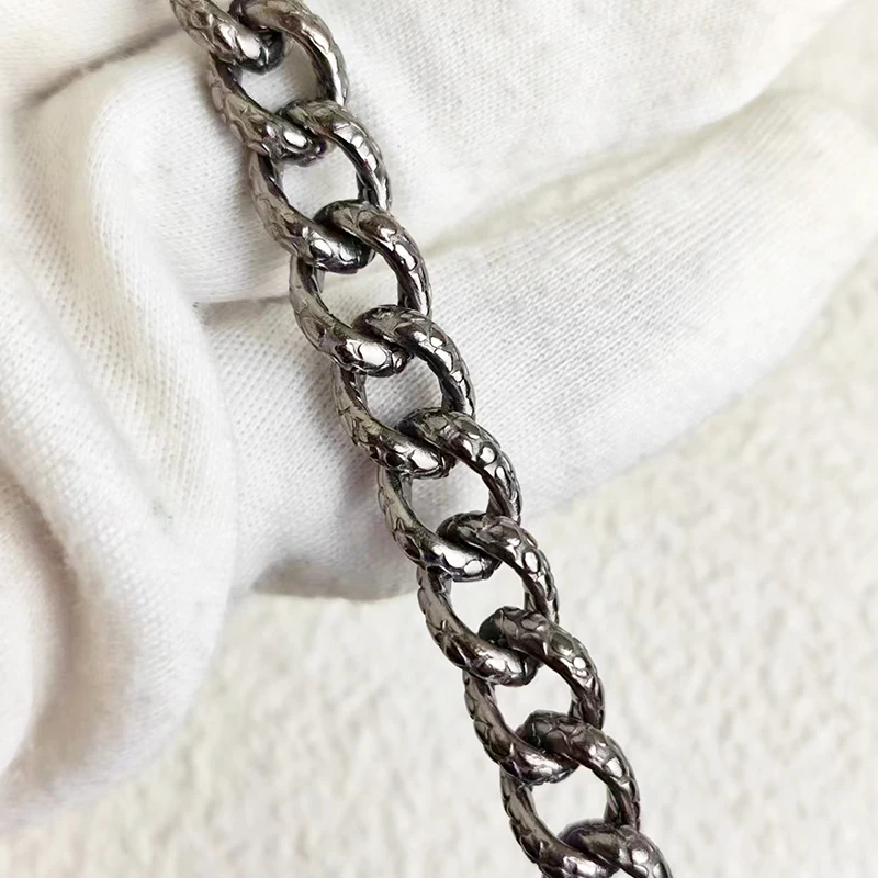 100cm Pure Titanium Replacement Curb Chain Vintage Lines Stamped On Chains sides Diy Jewerly Bag Strap Necklace